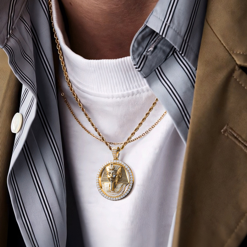Iced Out Egyptian Pharaoh Round Pendant Moissanite With Street Luxury Shine - Image 4