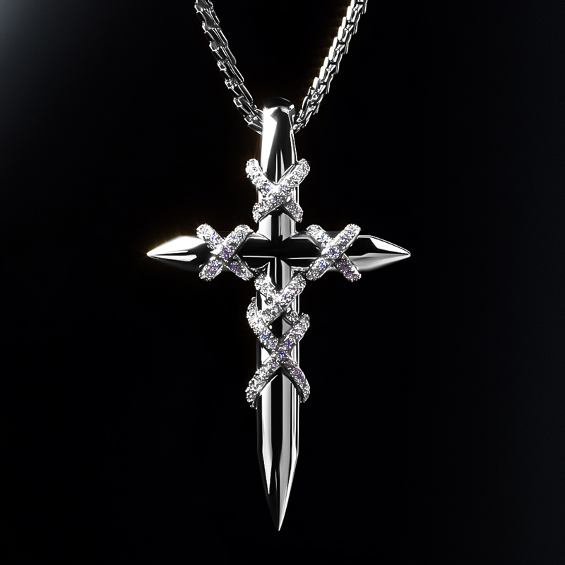 Iced Out X-shape Spiked Cross Pendant Moissanite With Street Luxury Shine - Image 3
