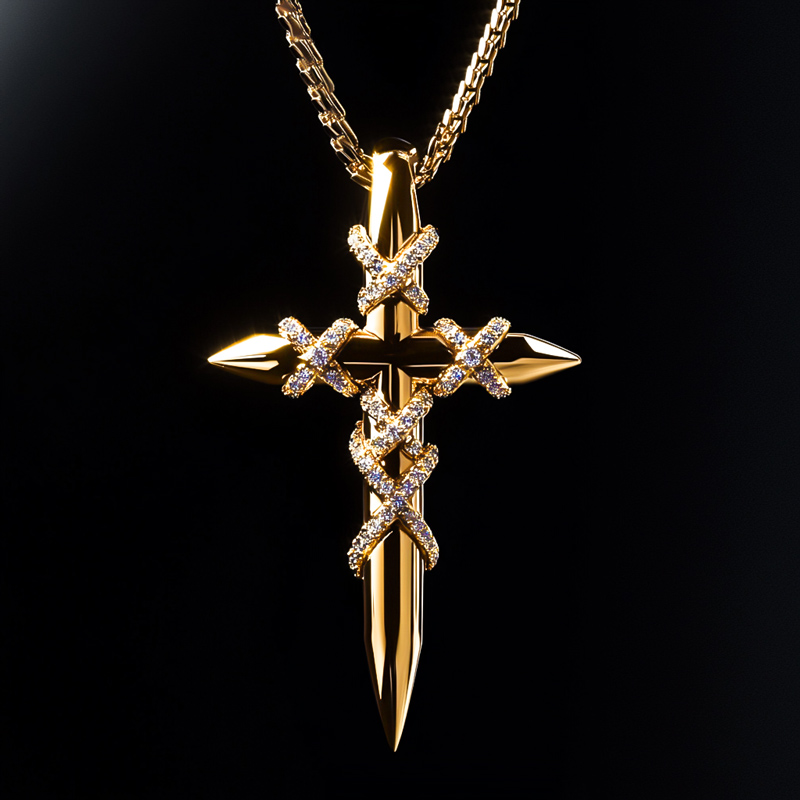 Iced Out X-shape Spiked Cross Pendant Moissanite With Street Luxury Shine