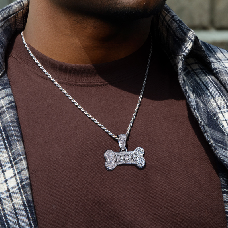 Iced Out Dog Bone Custom Letter Pendant Moissanite With Street Luxury Shine - Image 3