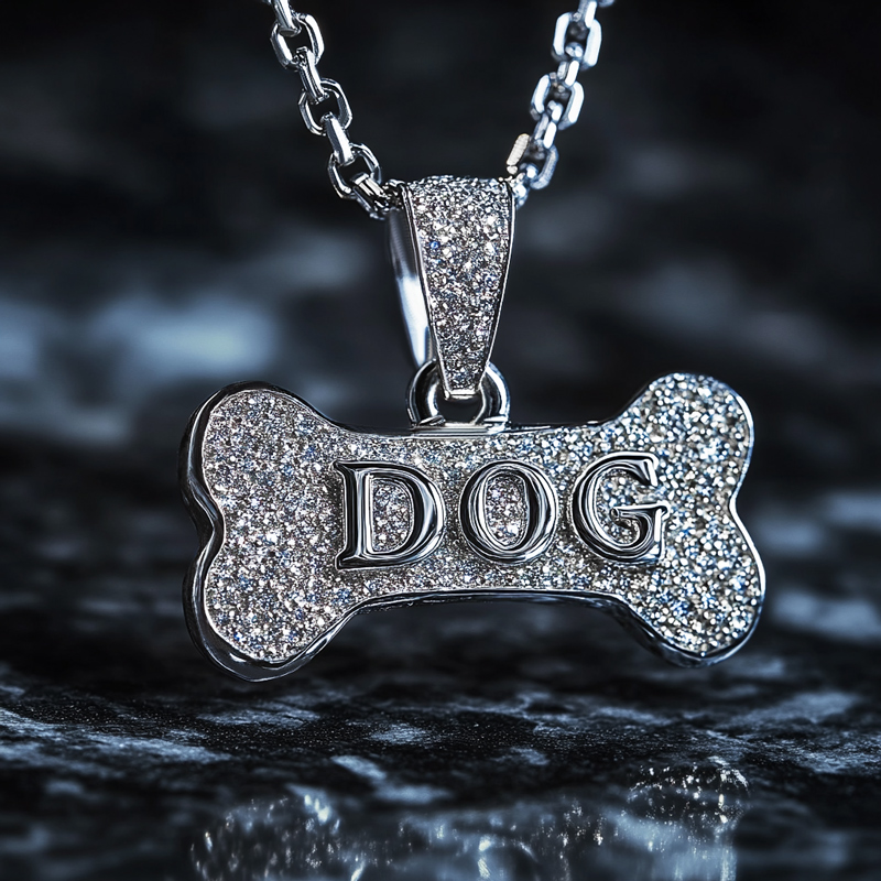 Iced Out Dog Bone Custom Letter Pendant Moissanite With Street Luxury Shine - Image 4