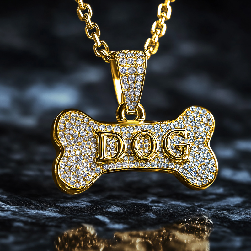 Iced Out Dog Bone Custom Letter Pendant Moissanite With Street Luxury Shine