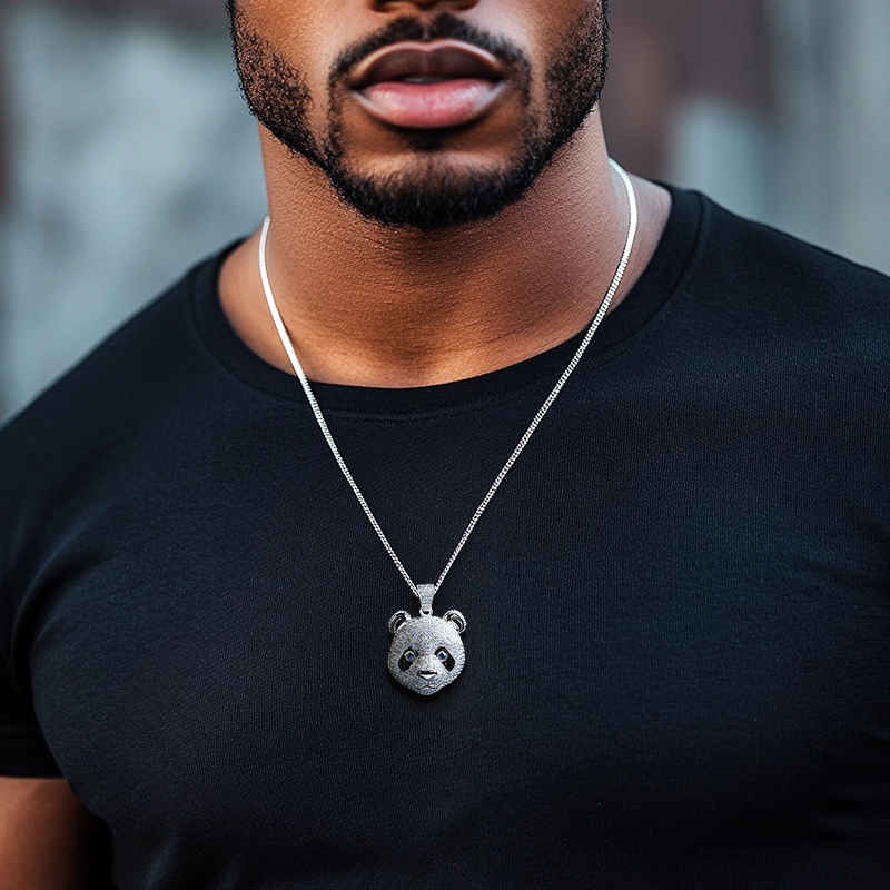 Iced Out Out Cute Panda Head Pendant Moissanite With Street Luxury Shine - Image 3