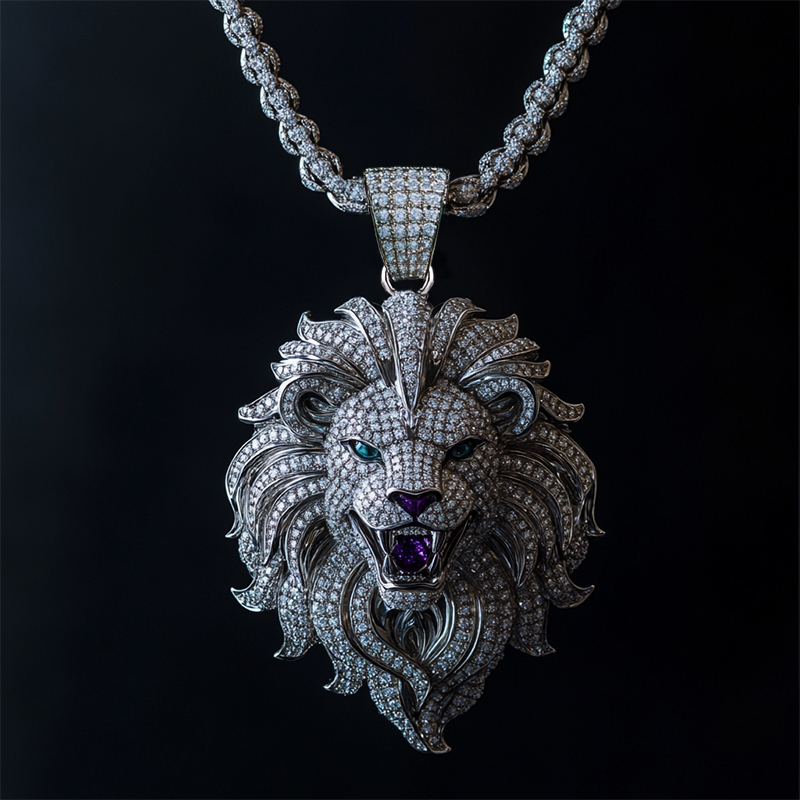 Iced Out Roaring Lion Head Pendant Moissanite With Street Luxury Shine - Image 3