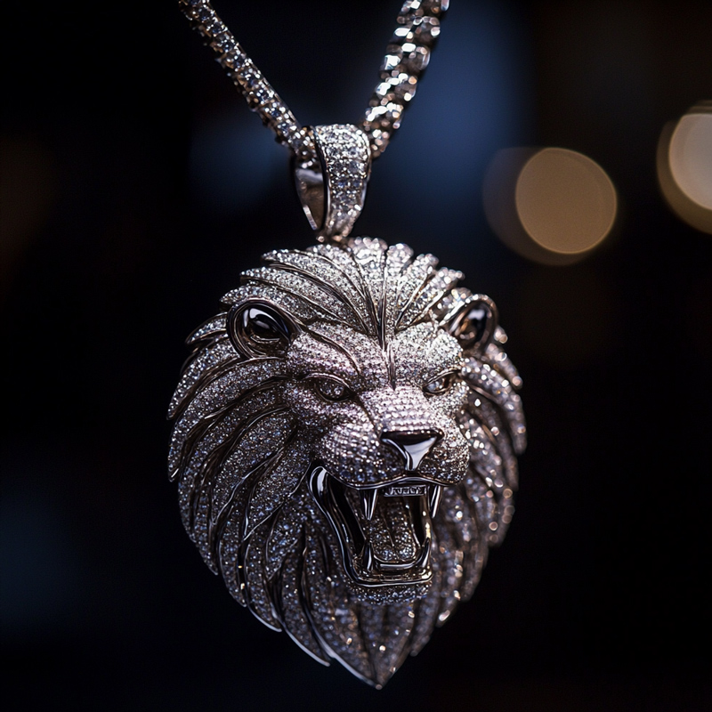 Iced Out Roaring Lion Head Pendant Moissanite With Street Luxury Shine - Image 3
