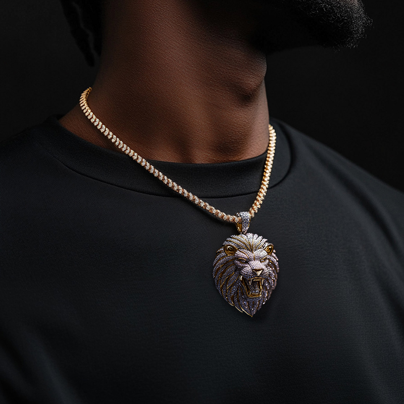Iced Out Roaring Lion Head Pendant Moissanite With Street Luxury Shine - Image 4