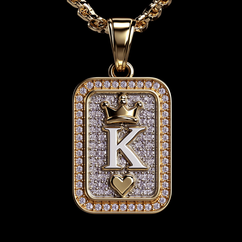 Crown Ace K Playing Card Pendant Moissanite With Street Luxury Shine