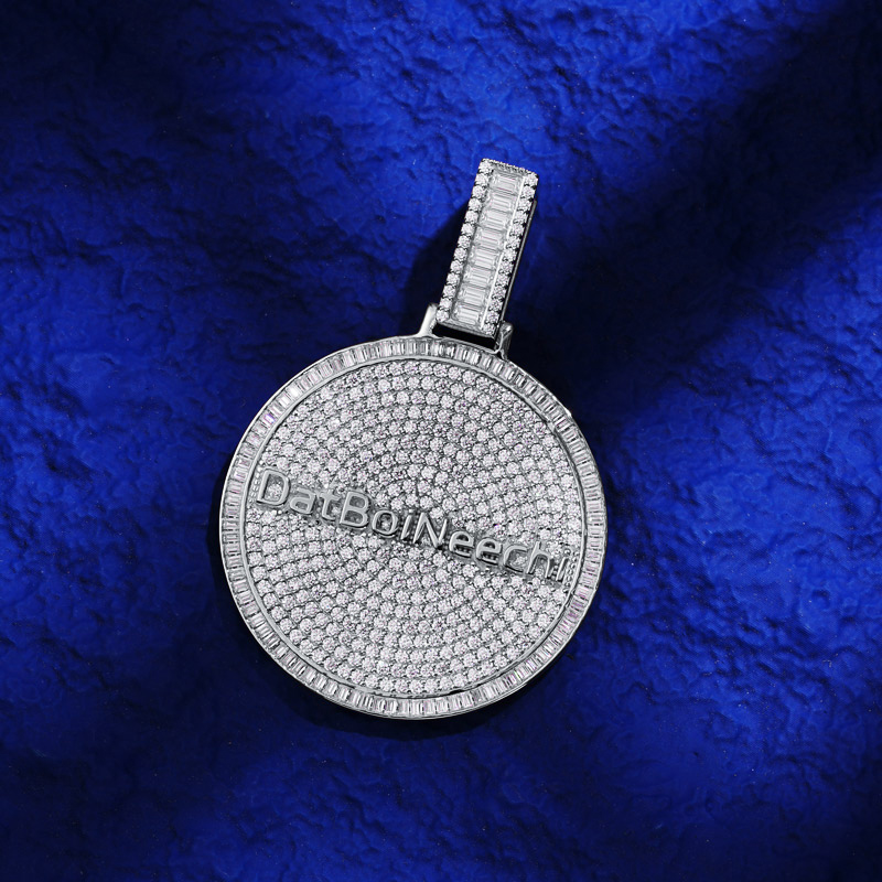 Iced Out Out Custom Round Name Pendant Moissanite With Street Luxury Shine