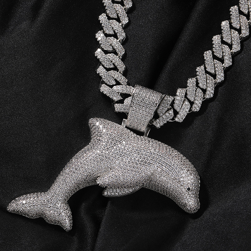 Iced Out Out Dolphin Pendant Gold With Street Luxury Shine - Image 3