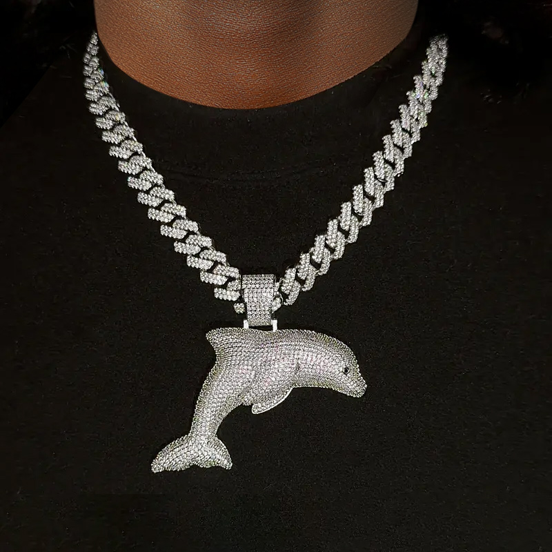Iced Out Out Dolphin Pendant Gold With Street Luxury Shine - Image 4