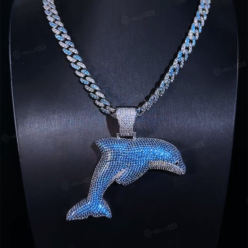 Iced Out Out Dolphin Pendant Gold With Street Luxury Shine - Image 5