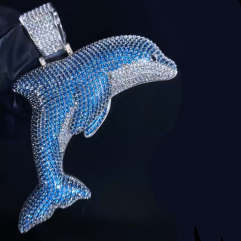 Iced Out Out Dolphin Pendant Gold With Street Luxury Shine