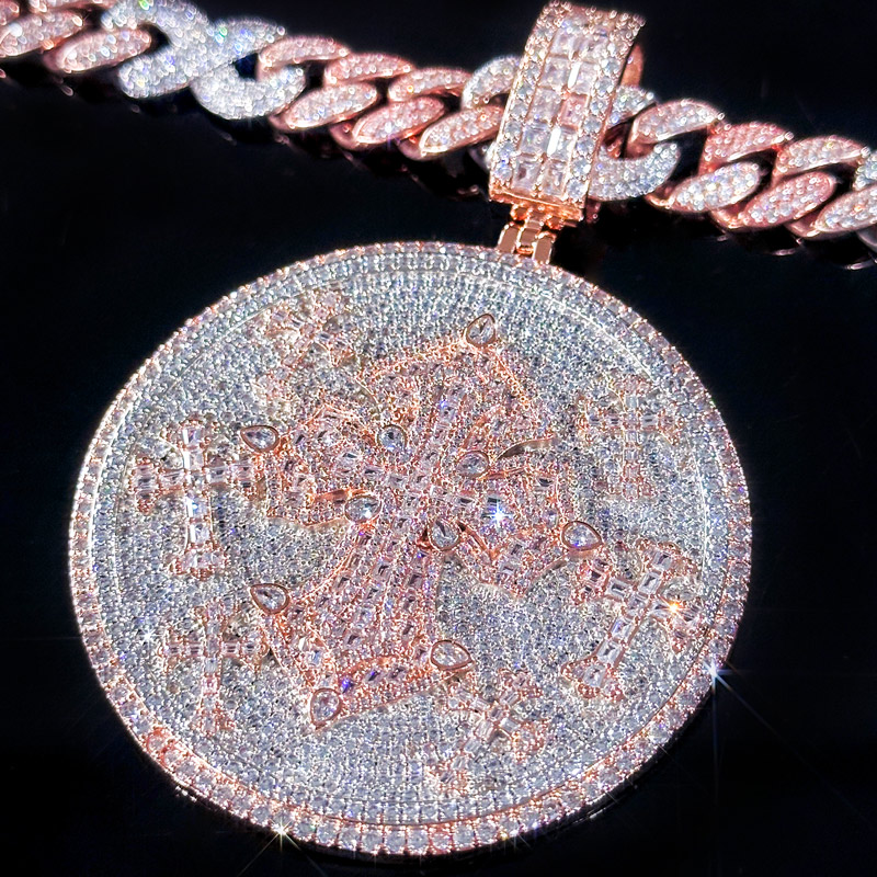 Iced Out Out Diamond Cross Disc Pendant Gold With Street Luxury Shine - Image 7