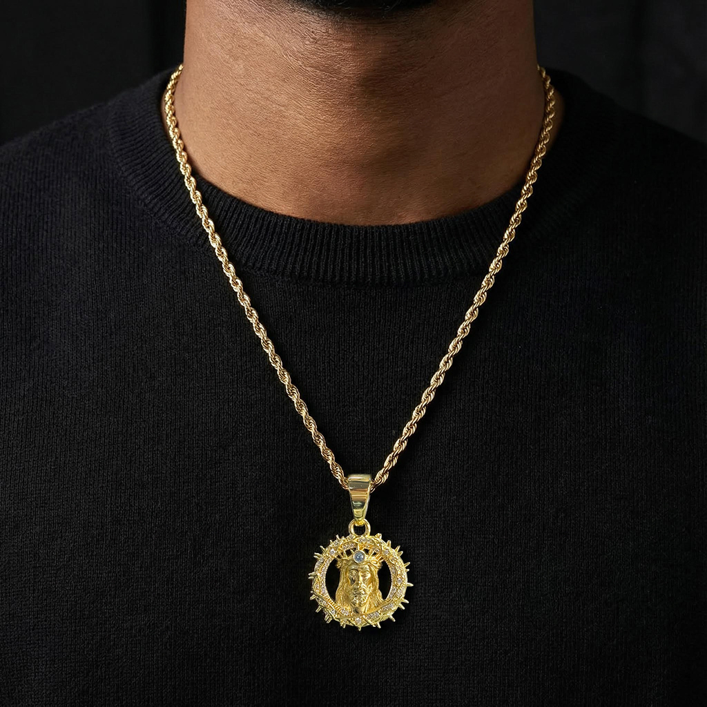 Iced Out Out Jesus Crown Of Thorns Pendant Silver With Street Luxury Shine - Image 4
