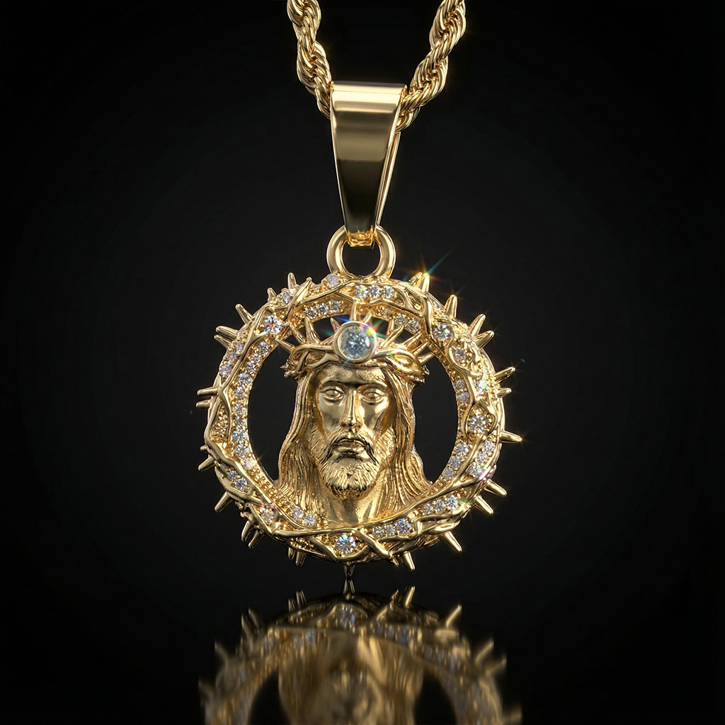 Iced Out Out Jesus Crown Of Thorns Pendant Silver With Street Luxury Shine
