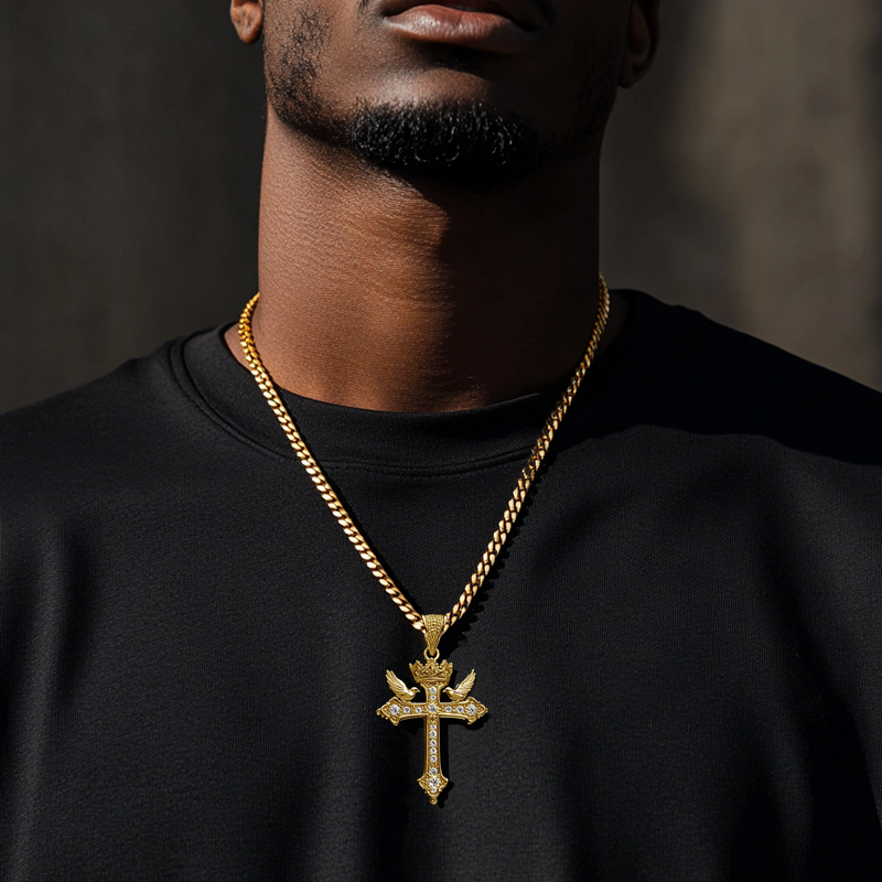 Cross Crown Dove Of Peace Pendant Moissanite With Street Luxury Shine - Image 5