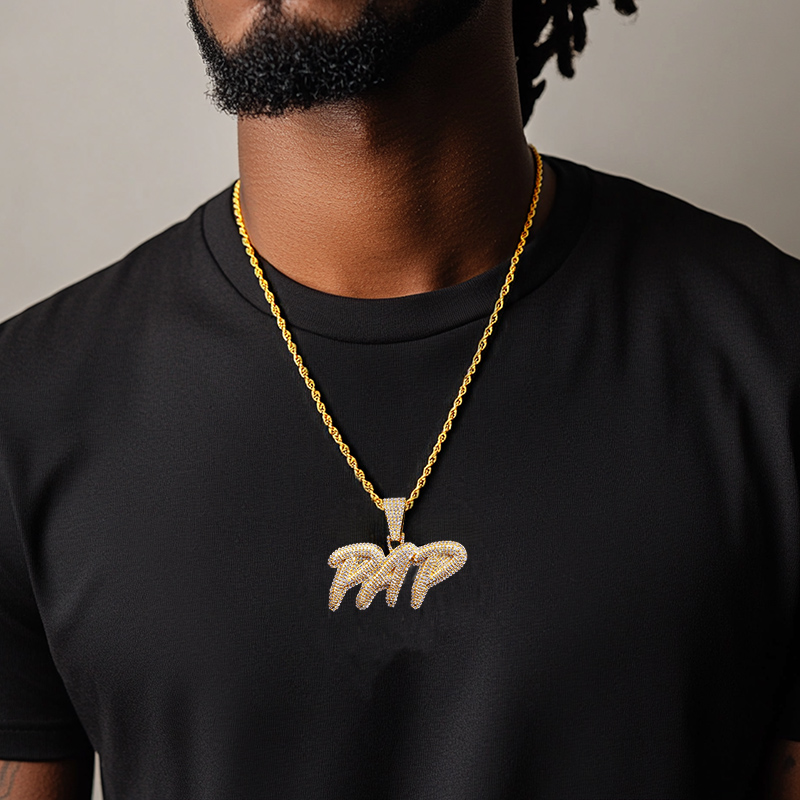 Iced Out Out Custom Name Letters Pendant Gold With Street Luxury Shine - Image 4
