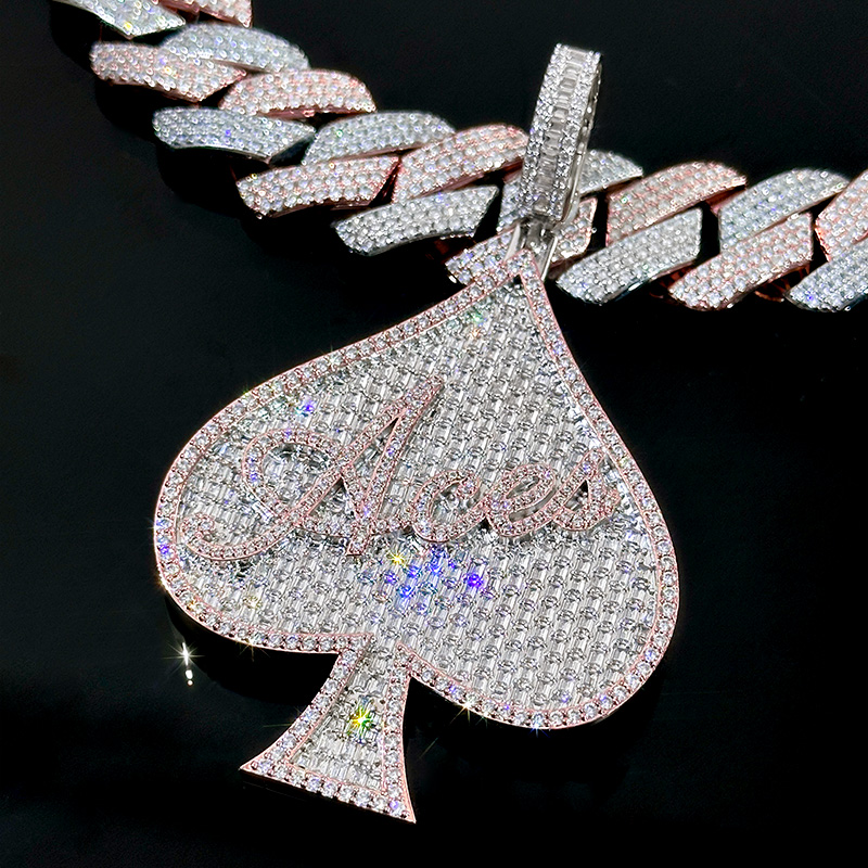 Iced Out Out Baguette Two-tone Aces Spade Pendant With Street Luxury Shine - Image 4