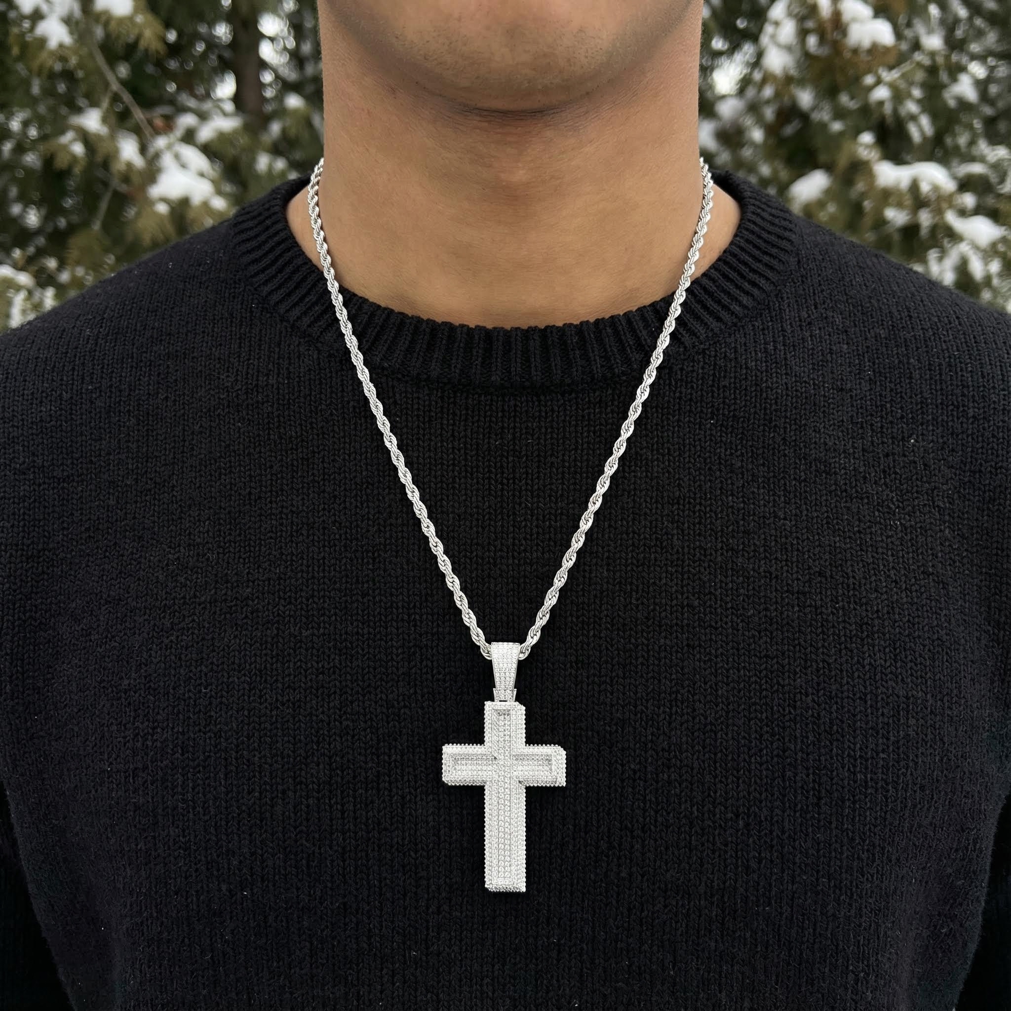 Iced Out Out Paved Mosaic Cross Pendant Moissanite With Street Luxury Shine - Image 3