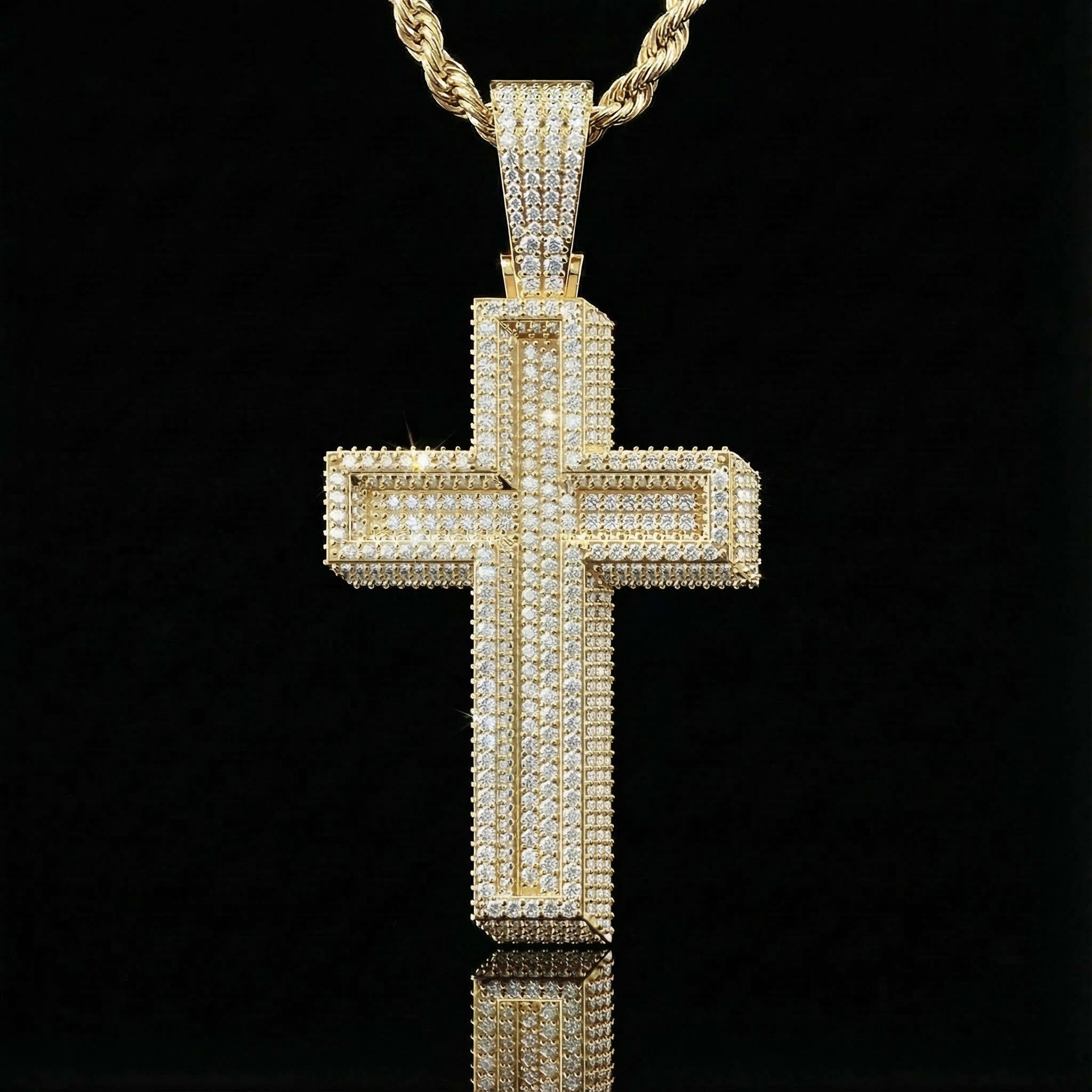 Iced Out Out Paved Mosaic Cross Pendant Moissanite With Street Luxury Shine - Image 4