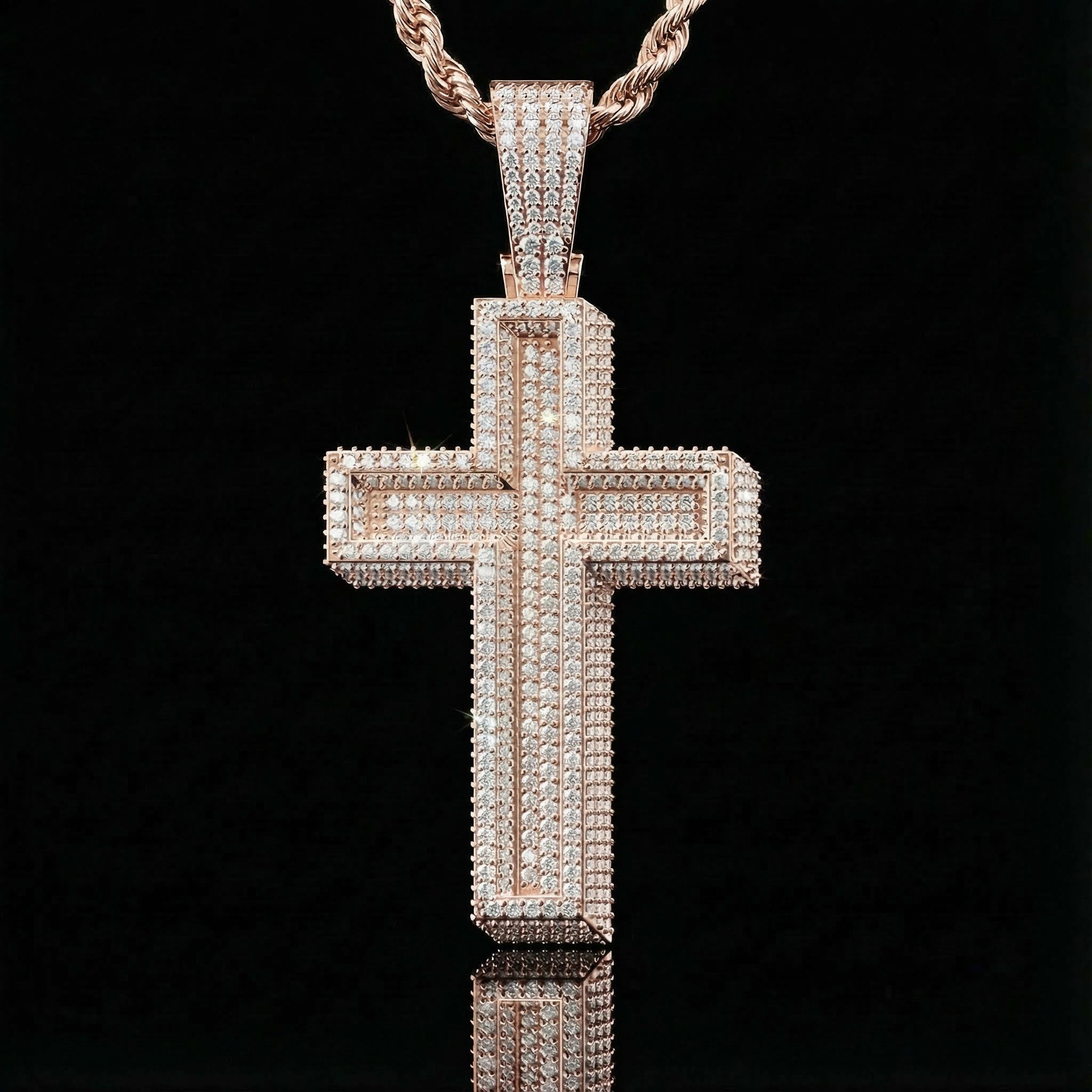 Iced Out Out Paved Mosaic Cross Pendant Moissanite With Street Luxury Shine - Image 5