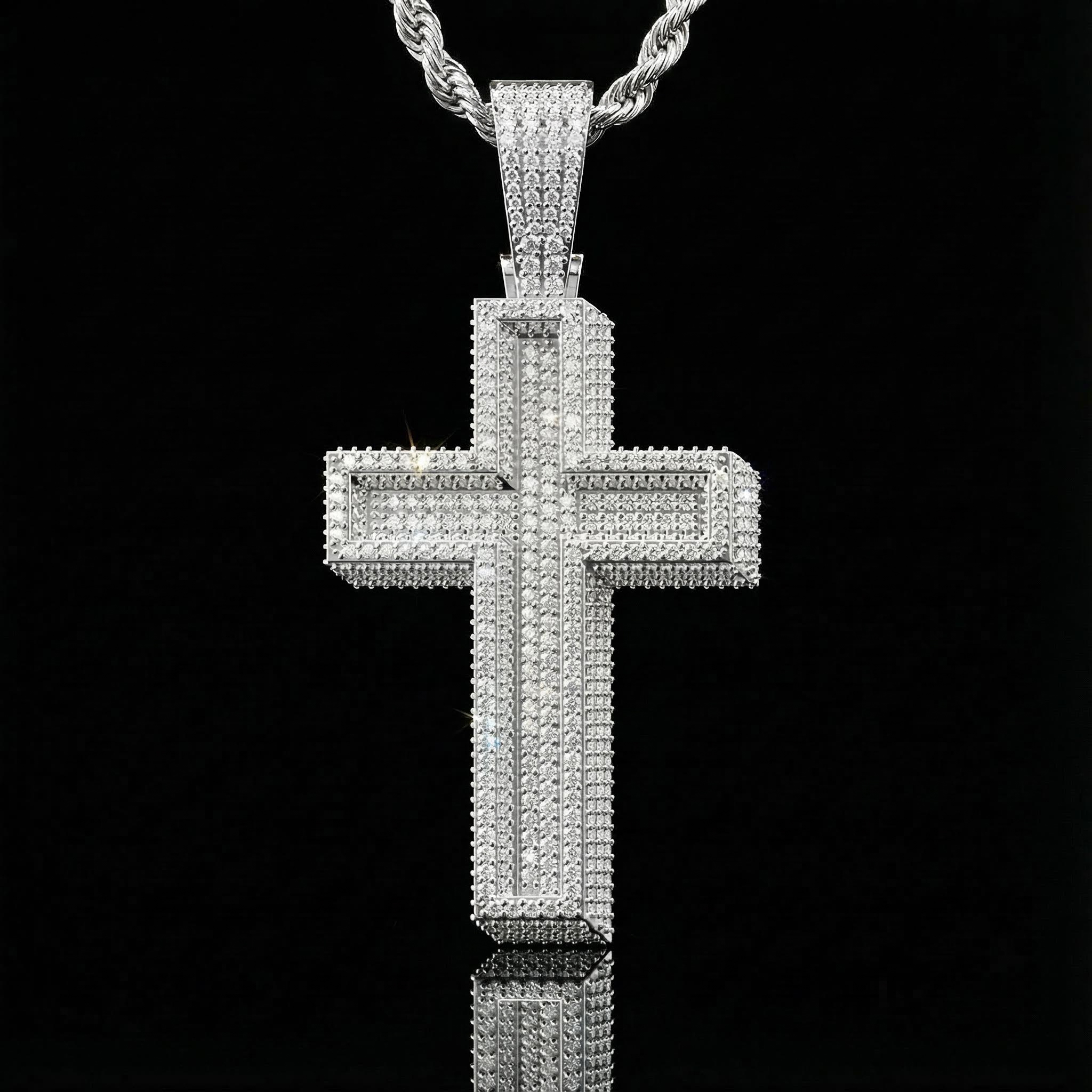 Iced Out Out Paved Mosaic Cross Pendant Moissanite With Street Luxury Shine