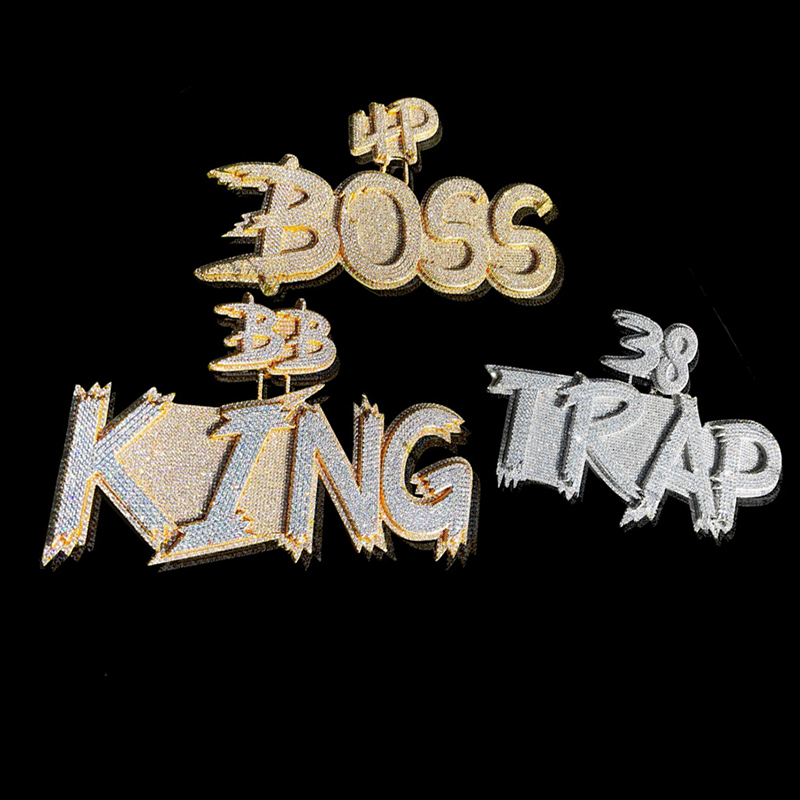 Iced Out Out Custom Cursive Two-layer Letter Name Pendant Gold - Image 6