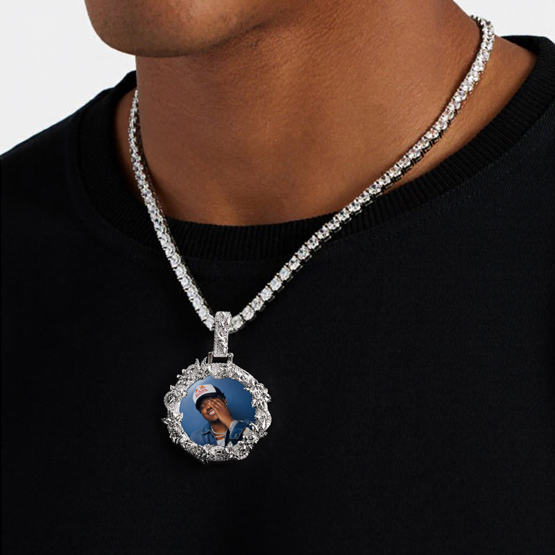 Iced Out Out Peace Dove Flower Photo Pendant With Street Luxury Shine - Image 4