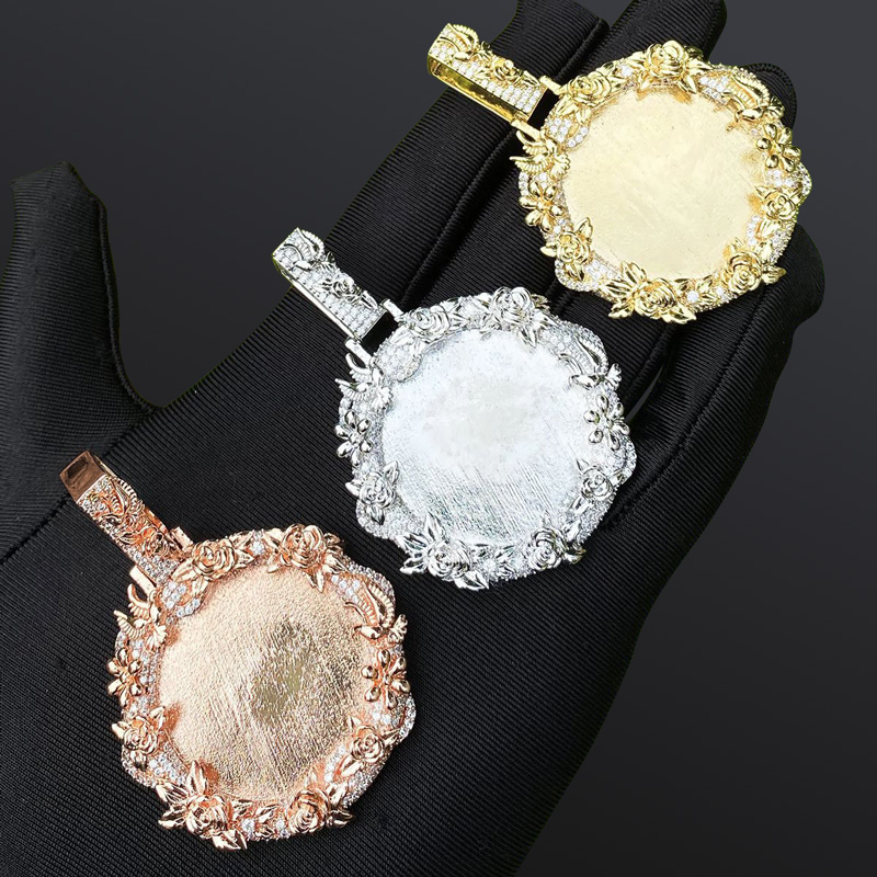 Iced Out Out Peace Dove Flower Photo Pendant With Street Luxury Shine - Image 5