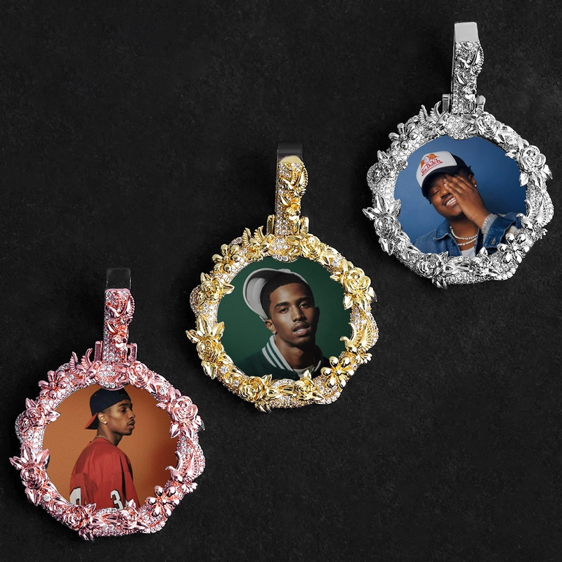 Iced Out Out Peace Dove Flower Photo Pendant With Street Luxury Shine - Image 7