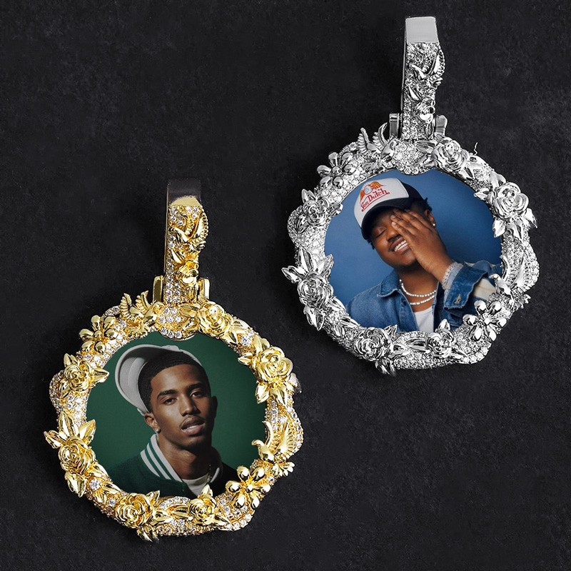 Iced Out Out Peace Dove Flower Photo Pendant With Street Luxury Shine - Image 8
