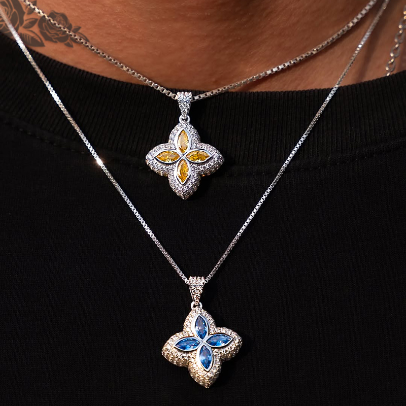 Iced Out Out Marquise Four Leaf Clover Pendant With Street Luxury Shine