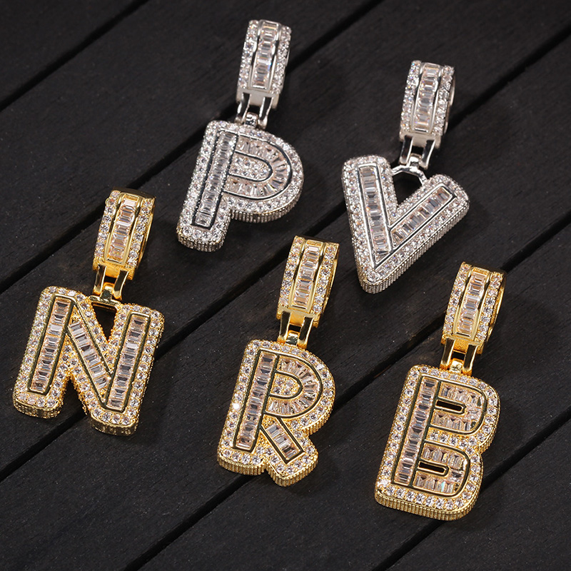 Iced Out Out A-z Baguette Letters Pendant Gold With Street Luxury Shine - Image 6