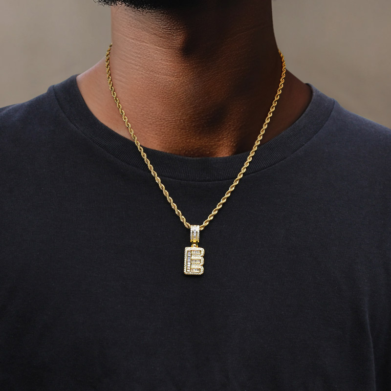 Iced Out Out A-z Baguette Letters Pendant Gold With Street Luxury Shine - Image 7