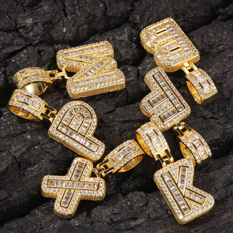 Iced Out Out A-z Baguette Letters Pendant Gold With Street Luxury Shine - Image 10