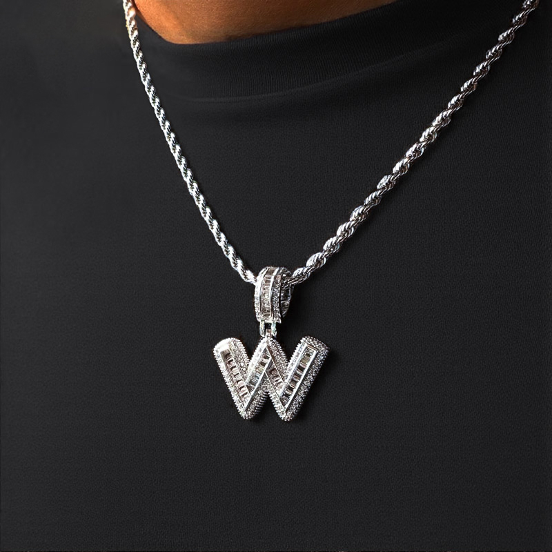 Iced Out Out A-z Baguette Letters Pendant Gold With Street Luxury Shine