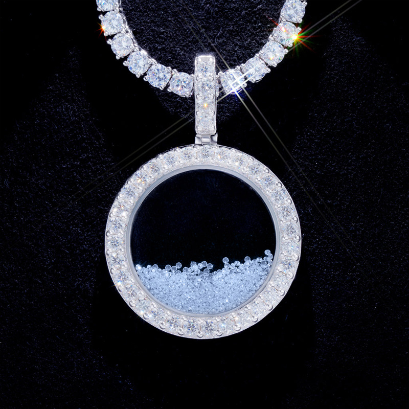 White/blue/purple Icy-filled Disc Pendant Silver With Street Luxury Shine - Image 5