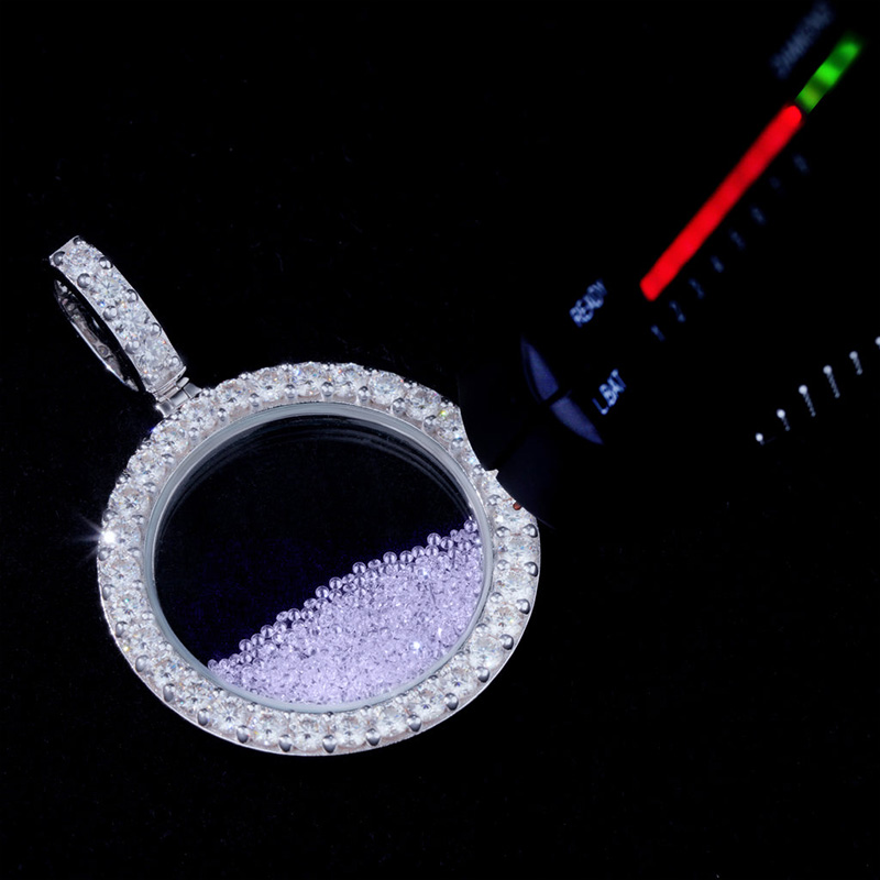 White/blue/purple Icy-filled Disc Pendant Silver With Street Luxury Shine - Image 6