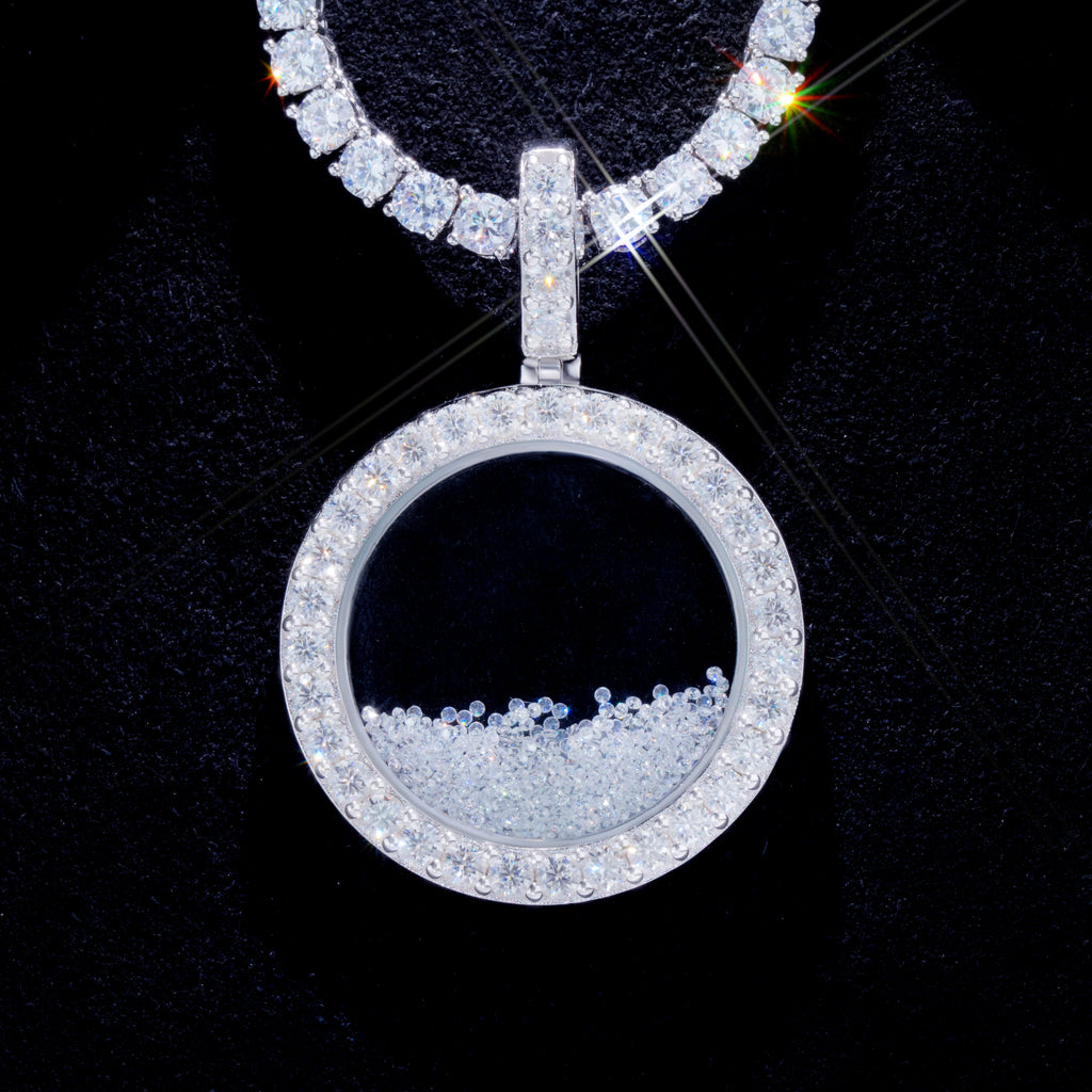 White/blue/purple Icy-filled Disc Pendant Silver With Street Luxury Shine - Image 8