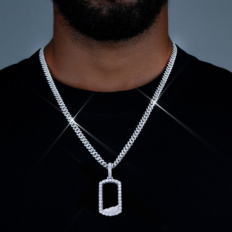 Icy-filled Dog Tag Pendant Moissanite With Street Luxury Shine - Image 3