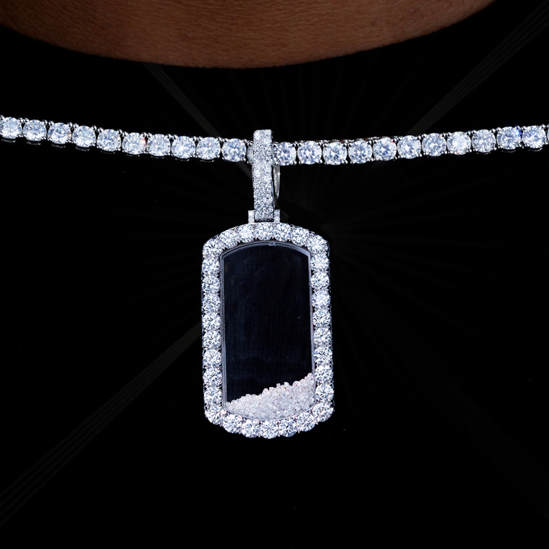 Icy-filled Dog Tag Pendant Moissanite With Street Luxury Shine - Image 5