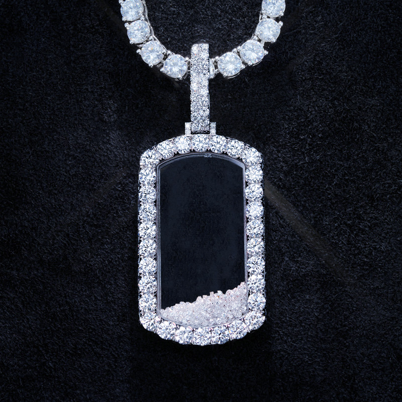 Icy-filled Dog Tag Pendant Moissanite With Street Luxury Shine - Image 6