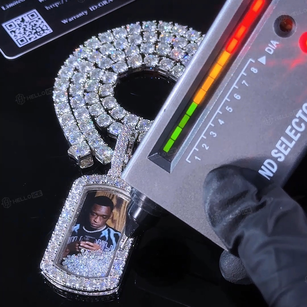 Icy-filled Dog Tag Custom Photo Pendant Moissanite With Street Luxury Shine - Image 4