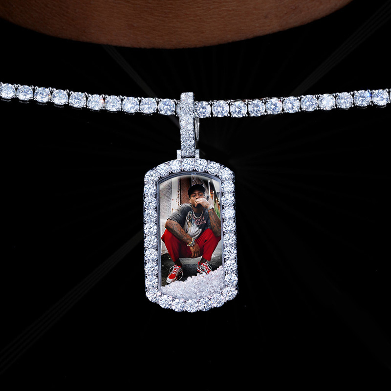 Icy-filled Dog Tag Custom Photo Pendant Moissanite With Street Luxury Shine - Image 5