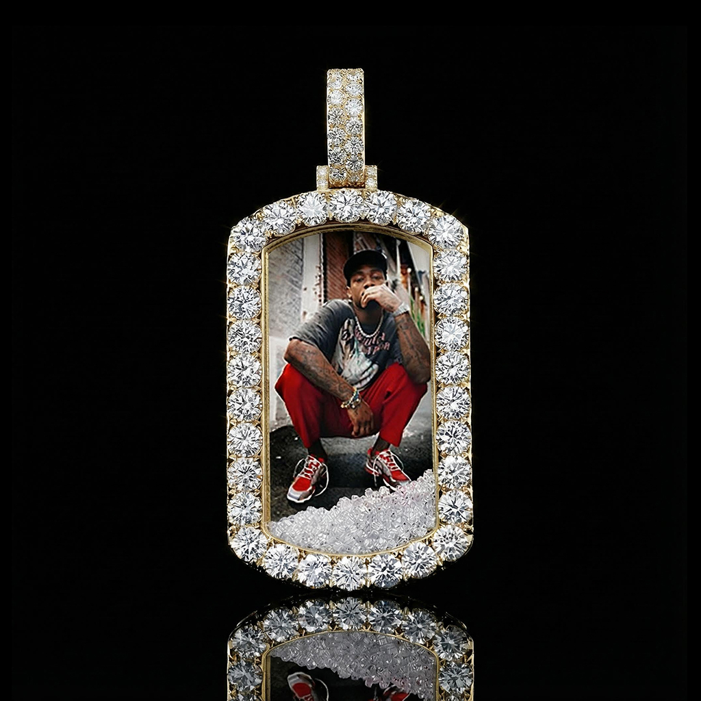 Icy-filled Dog Tag Custom Photo Pendant Moissanite With Street Luxury Shine - Image 6