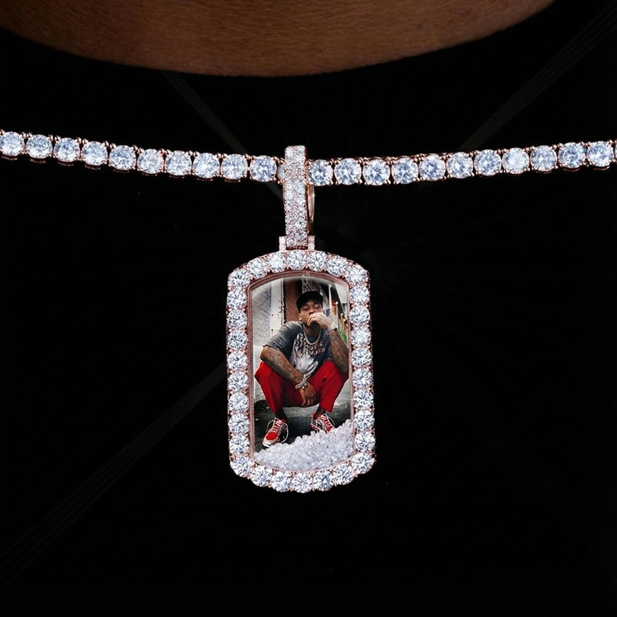 Icy-filled Dog Tag Custom Photo Pendant Moissanite With Street Luxury Shine - Image 7