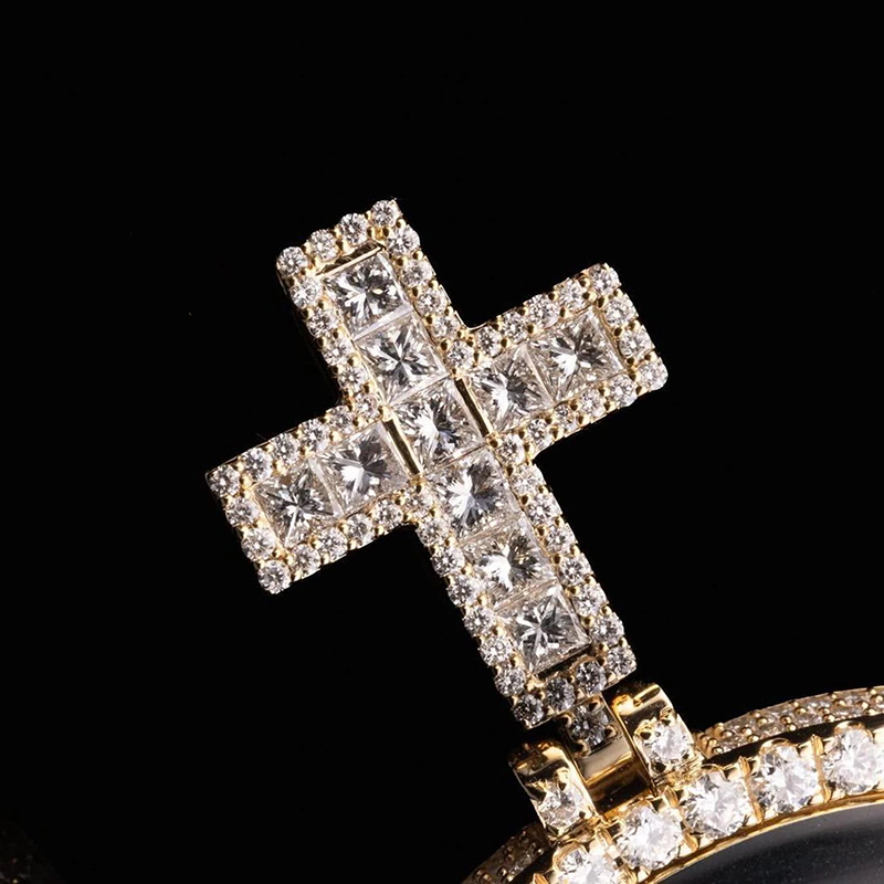 Iced Out Custom Princess Cut Cross Disc Photo Pendant Moissanite - Image 6