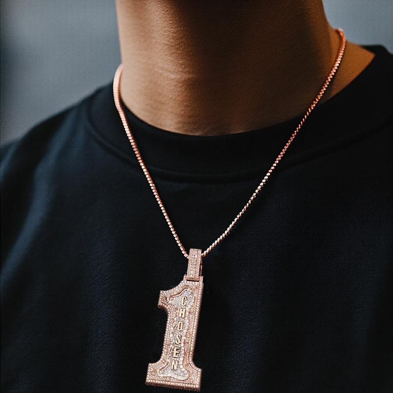 Iced Out Out Baguette Chosen 1 Pendant Moissanite With Street Luxury Shine - Image 3