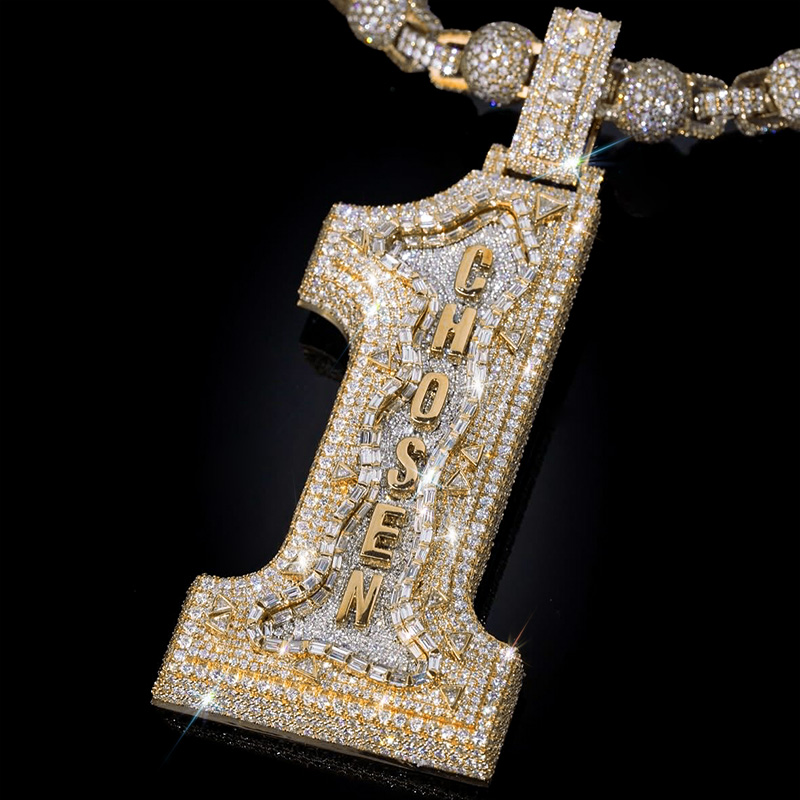 Iced Out Out Baguette Chosen 1 Pendant Moissanite With Street Luxury Shine - Image 4