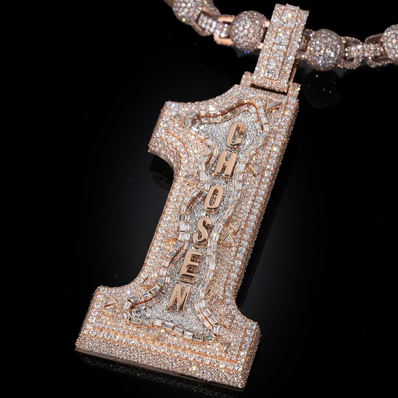 Iced Out Out Baguette Chosen 1 Pendant Moissanite With Street Luxury Shine - Image 6